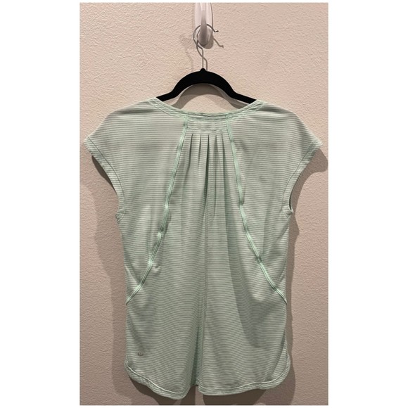 LULULEMON Heathered Fresh Teal Striped Tee - Picture 3 of 4